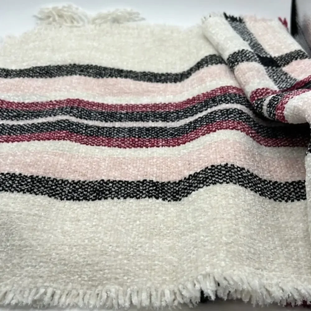 Charter Club Ivory Plaid Chenille Scarf NWT